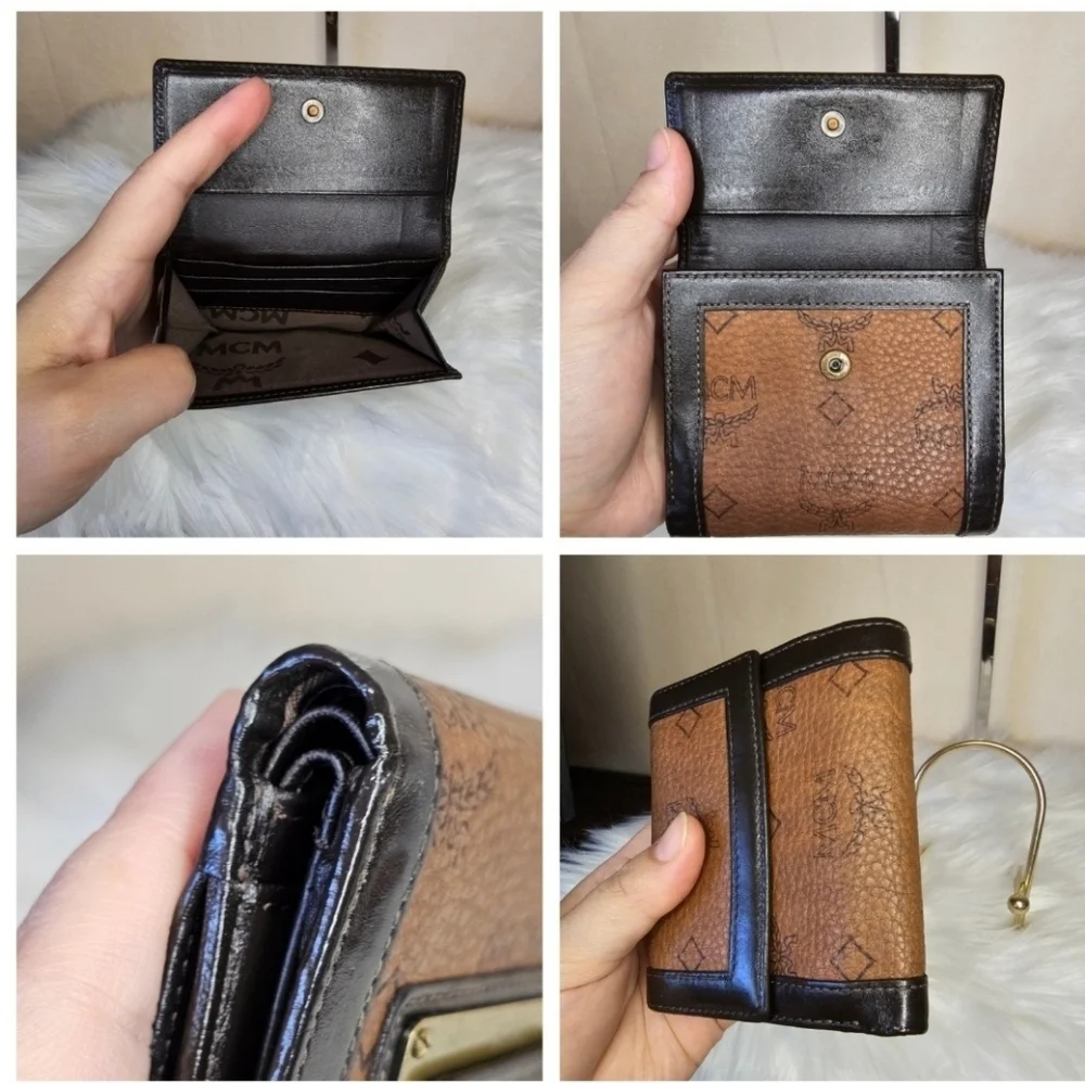 🤎▪️MCM▪️ brown cognac small compact wallet